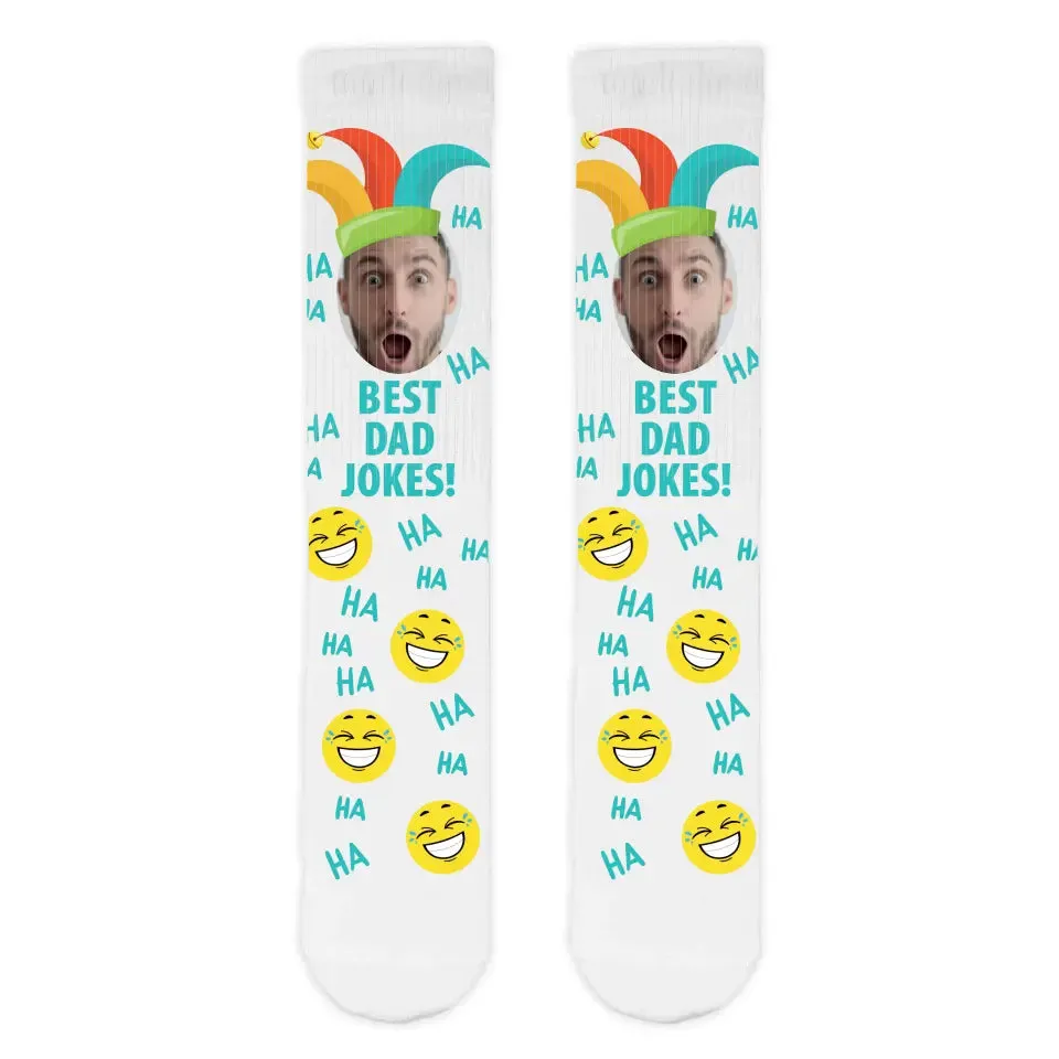 Best Dad Jokes Personalised Face Sports Socks