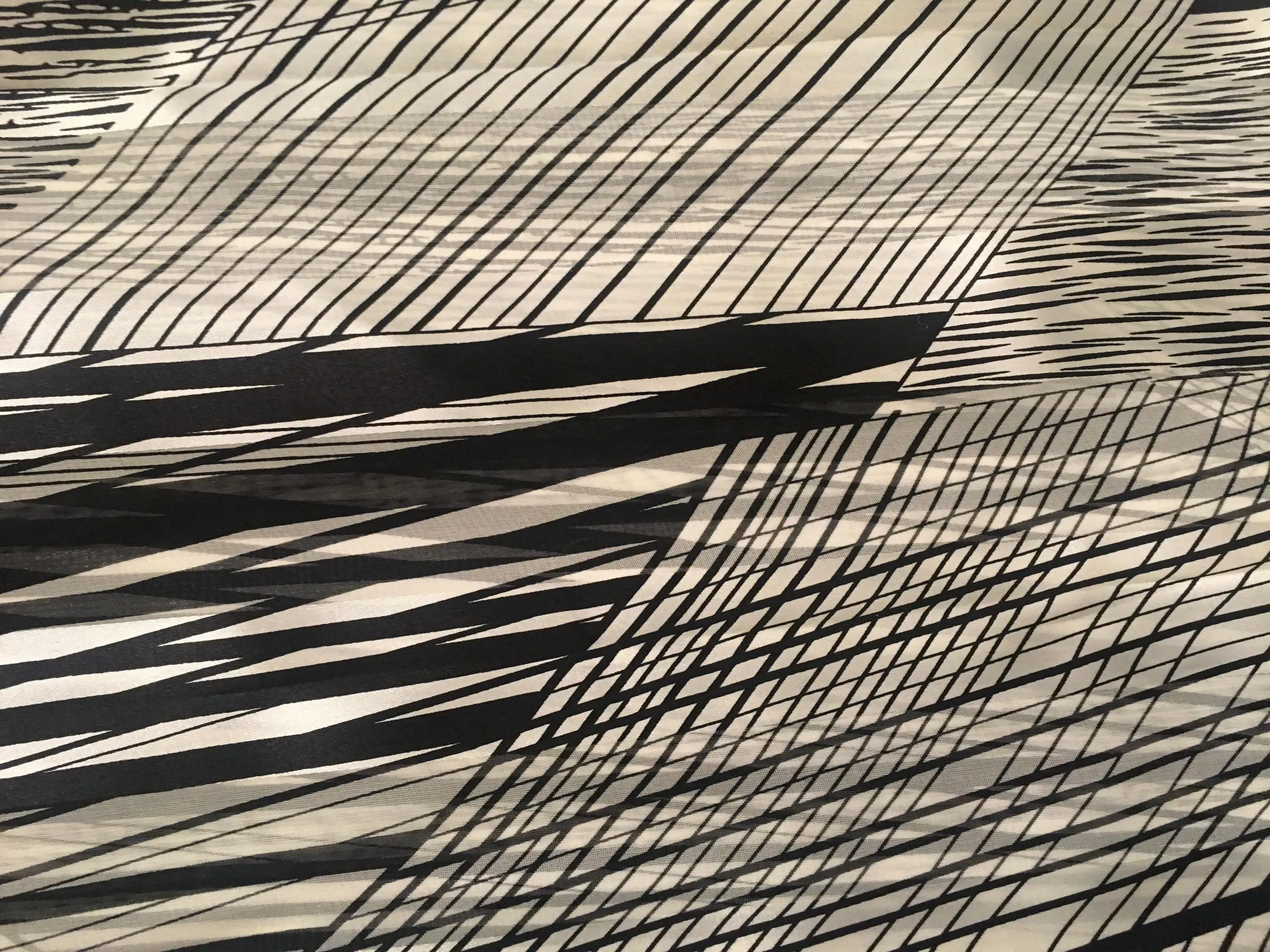 Black & Silver Mixed Print Silk
