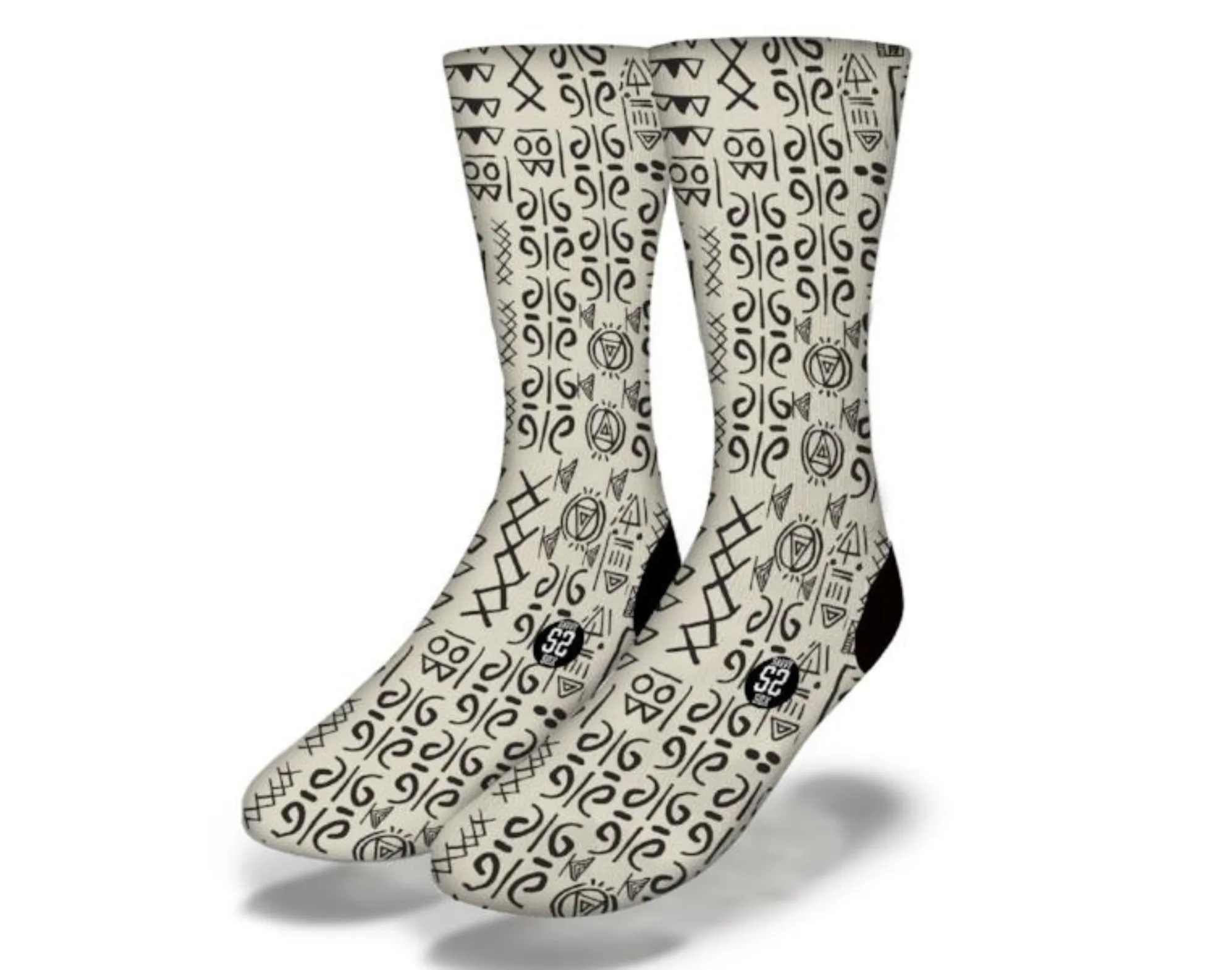 BLACK & TAN African Tribal Pattern Socks