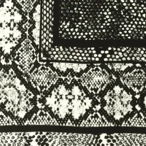 Black-Gray-Ivory Snake Frame Panel Printed Silk Crepe De Chine Fabric