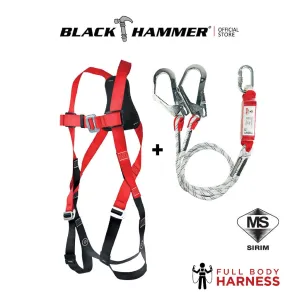 Black Hammer HEMS Full Body Harness and Double Lanyard with Big Hook Hems-3141
