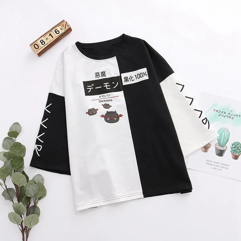 BLACK WHITE DEVIL T-SHIRT UB2667
