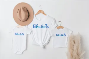 Blue Besties Matching White T-shirts