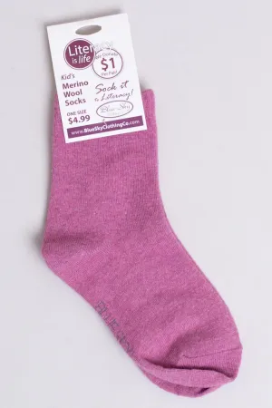 Blue Sky Clothing Merino Wool Socks in Dusty Rose: Size 3T-7