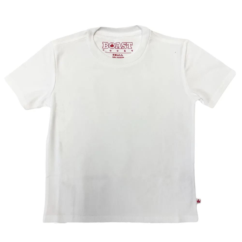 BOAST Boy's White Solid Court Tee Sz L $40 NEW