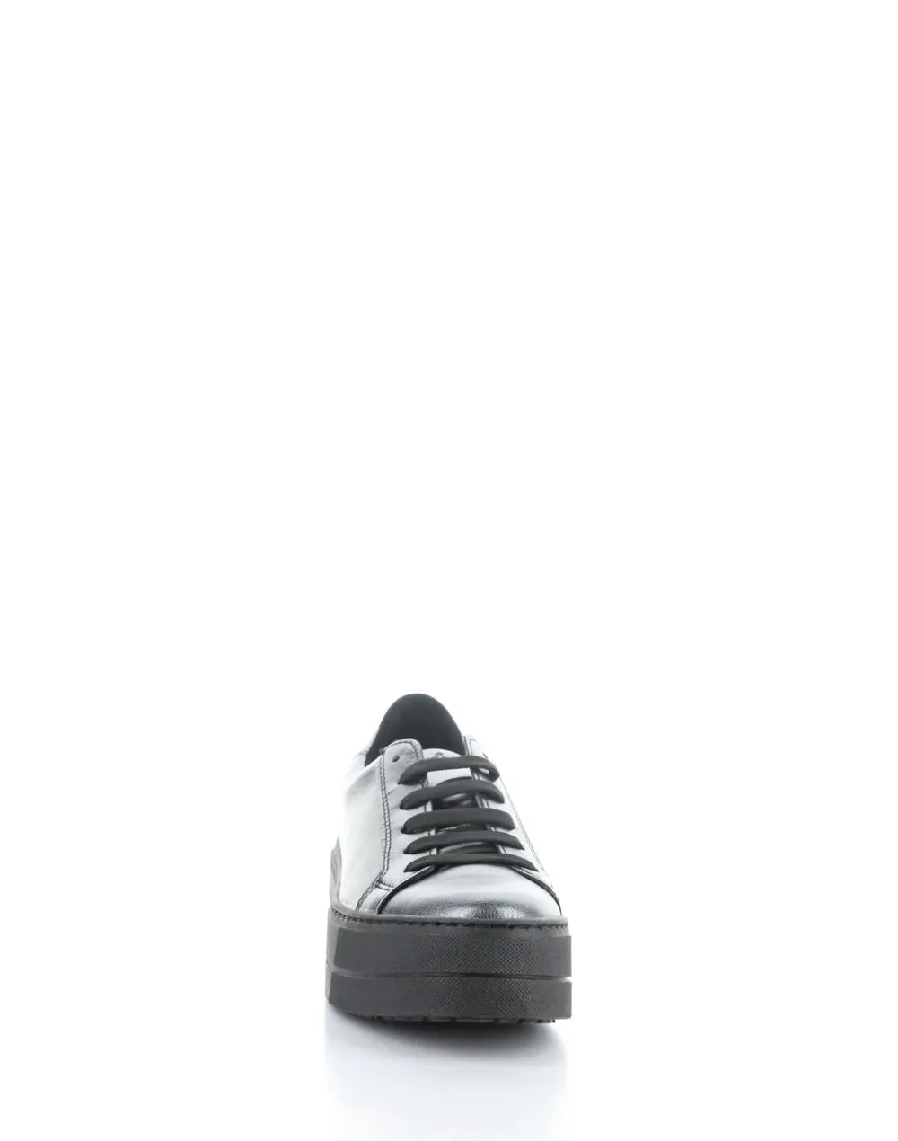 BOS & CO MAYA CARBON METALLIC LEATHER PLATFORM SNEAKER