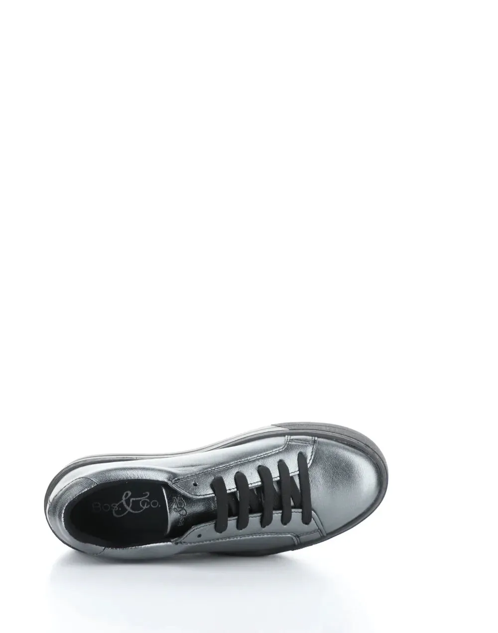 BOS & CO MAYA CARBON METALLIC LEATHER PLATFORM SNEAKER