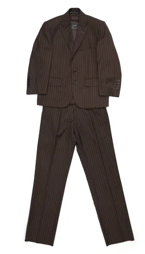 Boys Premium FSK32 Brown Pinstripe 3pc Suit