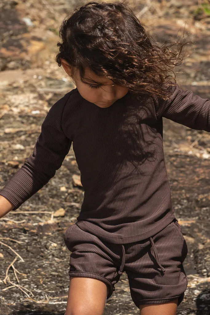 Brook L/Slv Rash Top - Eco Rib Chocolate