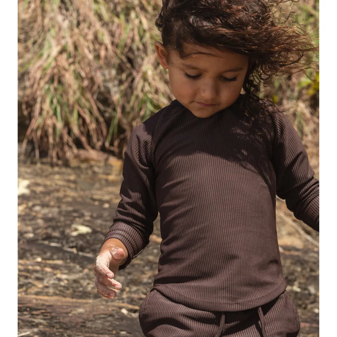 Brook L/Slv Rash Top - Eco Rib Chocolate