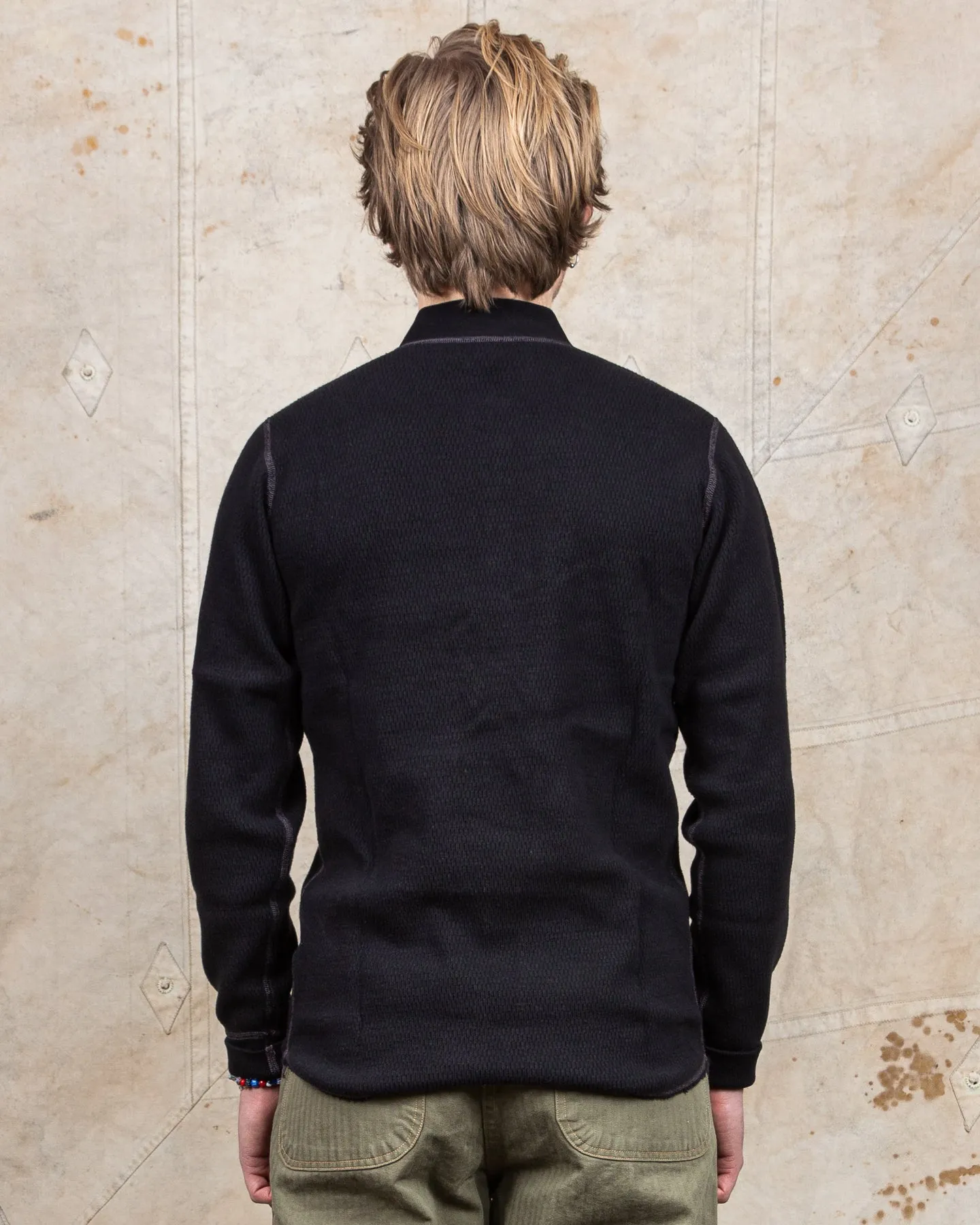 Buzz Rickson Long Sleeve Thermal Henley Shirt Black