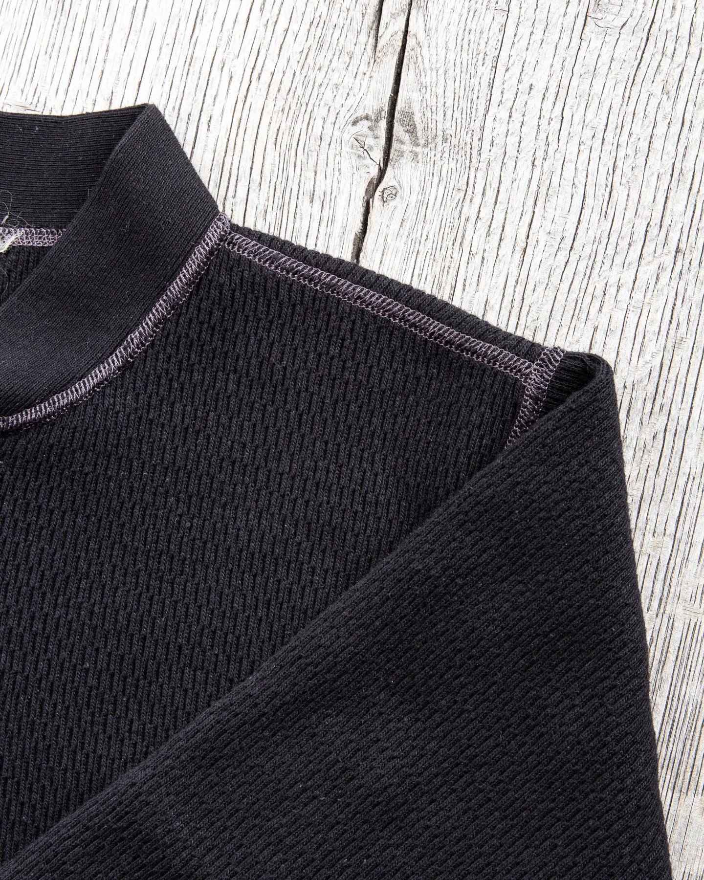 Buzz Rickson Long Sleeve Thermal Henley Shirt Black