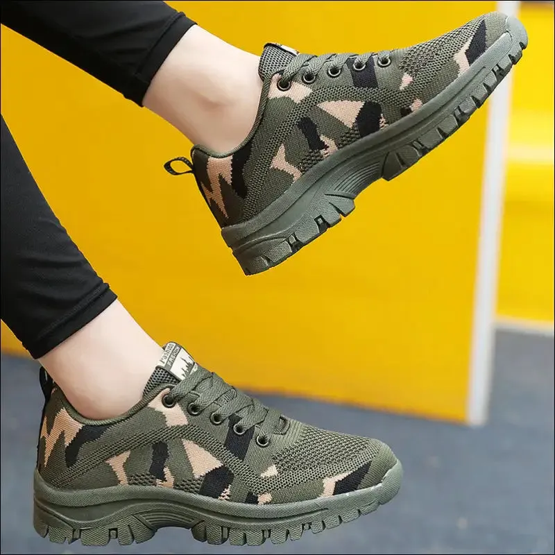 Camouflage Lace Up Mesh Athletic Sneakers