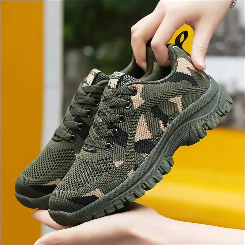 Camouflage Lace Up Mesh Athletic Sneakers