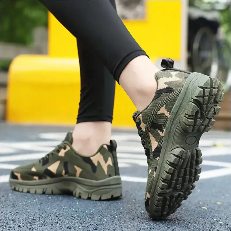 Camouflage Lace Up Mesh Athletic Sneakers