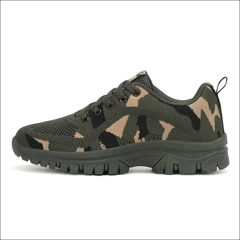 Camouflage Lace Up Mesh Athletic Sneakers