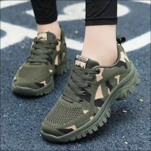 Camouflage Lace Up Mesh Athletic Sneakers