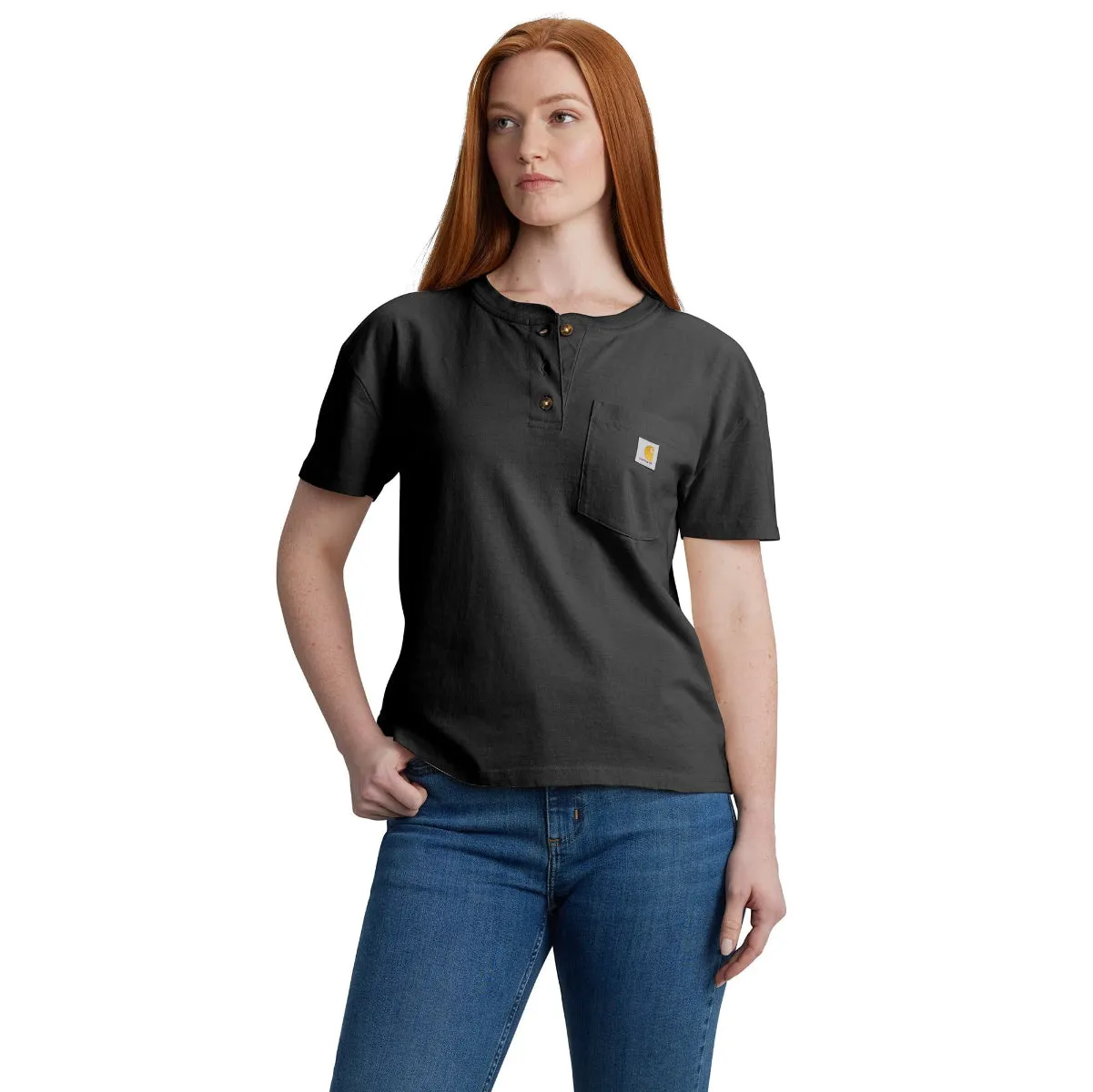 Carhartt 106813 Women's Loose Fit SS Heavyweight Henley T-Shirt