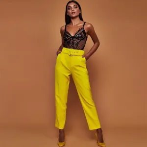 Casual High Waist Autumn Belted Straight Leg trousers