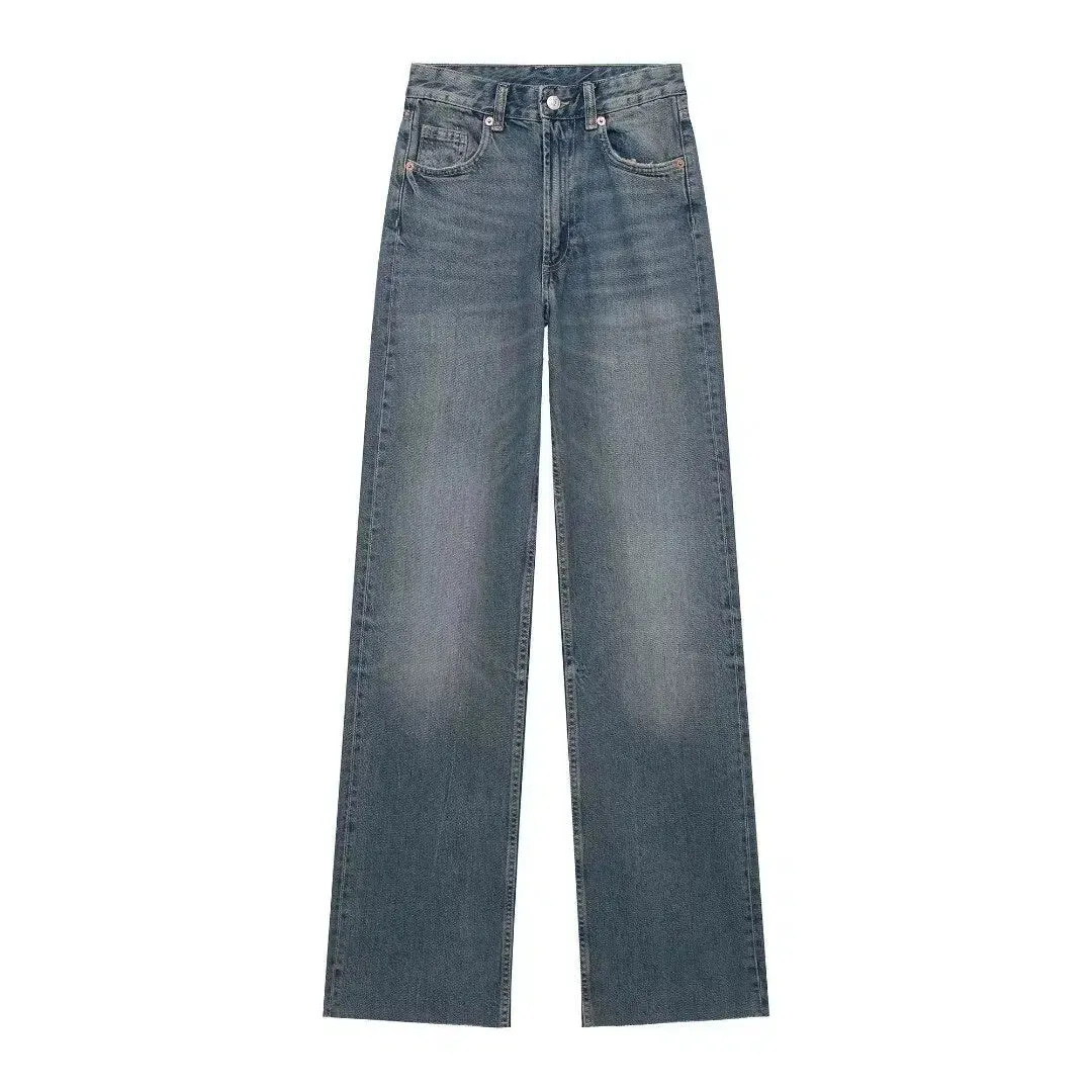 Casual Wide-Leg Denim Pants