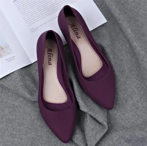 Casual Work Women Basic Candy Color Nude Heels Lady Office Pumps Black Comfortable New Wide Heels Low Block Shoes Blue Zapatos