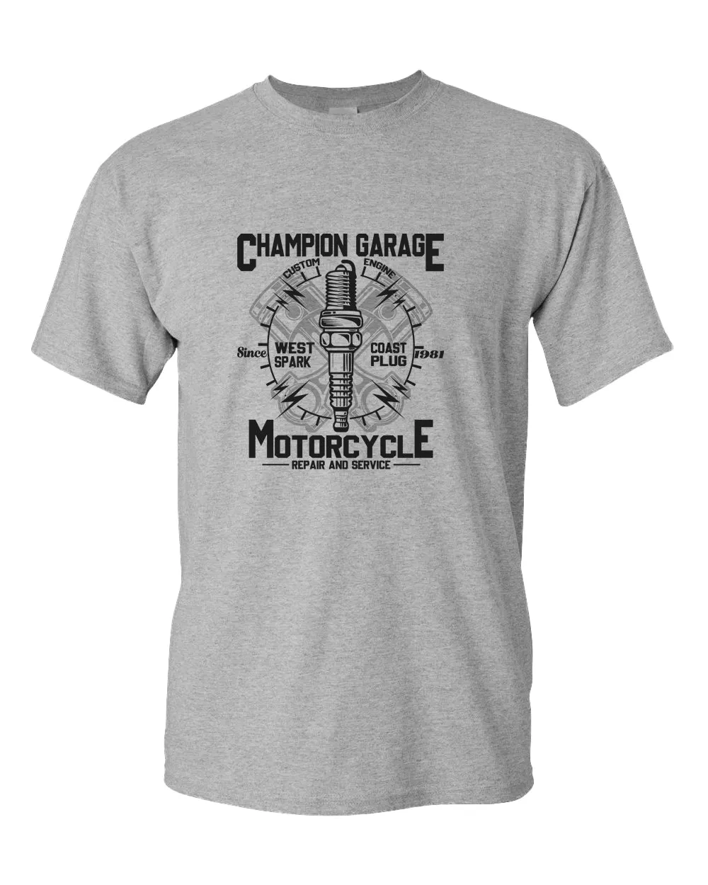 Champion garage motorcycle repair service t-shirt