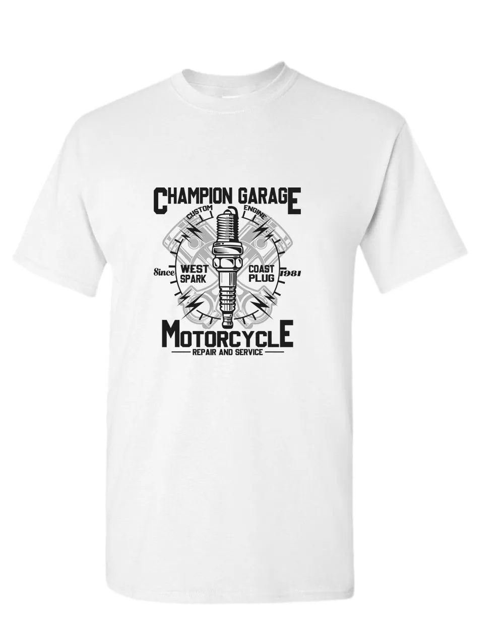 Champion garage motorcycle repair service t-shirt