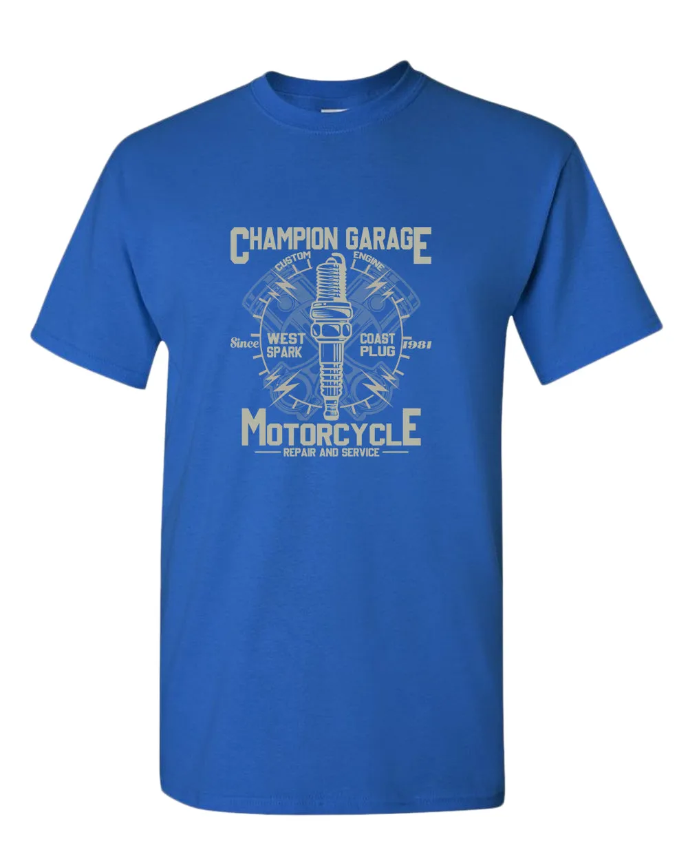 Champion garage motorcycle repair service t-shirt