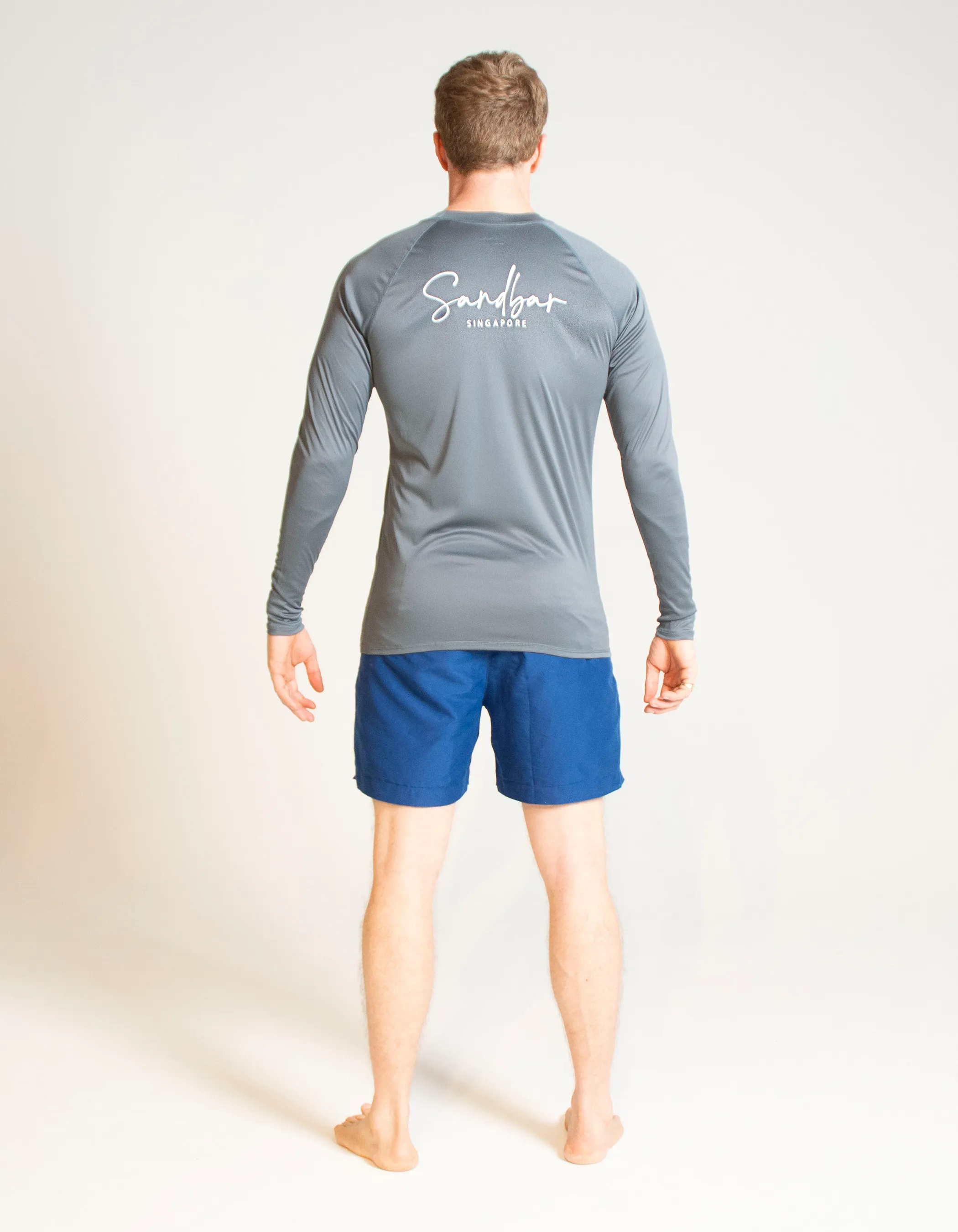 Charcoal Grey Long Sleeved Mens Rash Guard