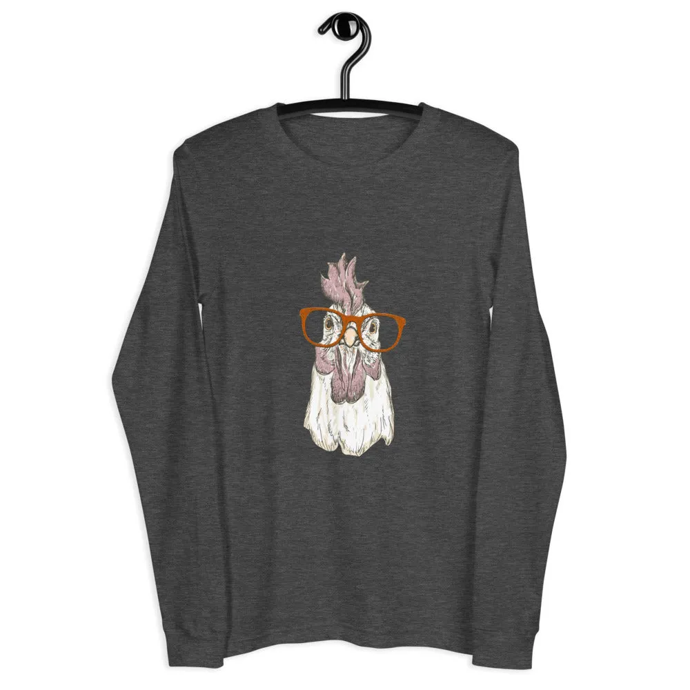 Chicken with Glasses Unisex Long Sleeve Tee