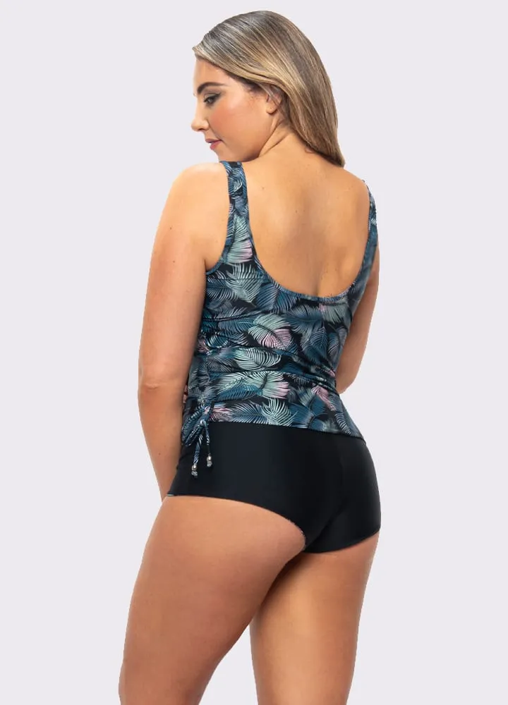 Chlorine Resistant Sheer Neck Side Tie Tankini Top