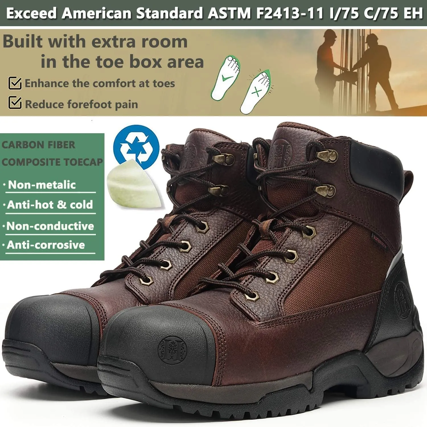 CK1126 Men's Work Boots Composite Toe Puncture Resistant EE EH
