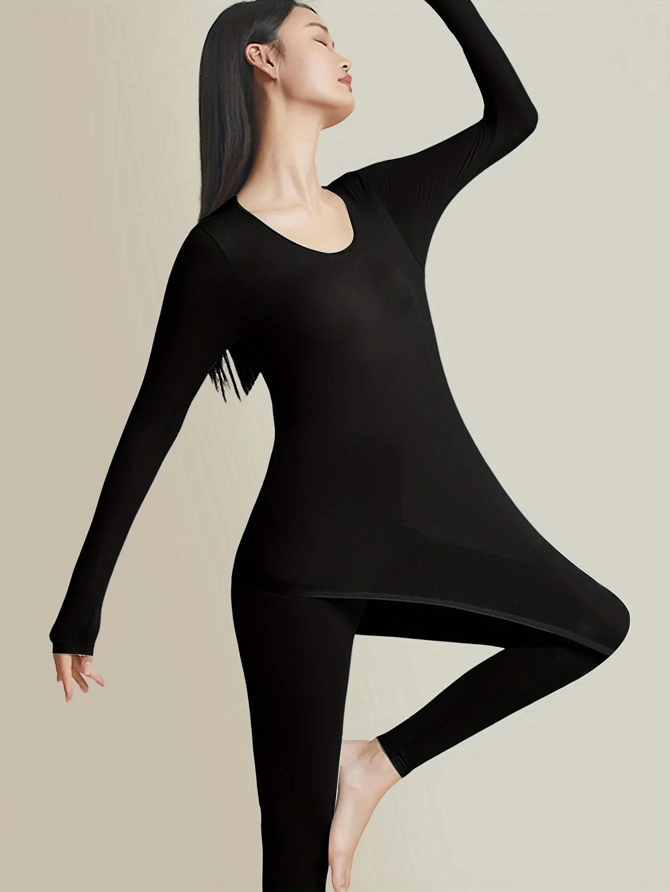 Complete Seamless Thermal Underwear Set - Soft, Breathable, Moisture-Wicking Long Sleeve Crew Neck Top and Pants for Womens Loungewear and Underwear - Perfect for Cold Weather, Outdoor Activities, and Everyday Comfort