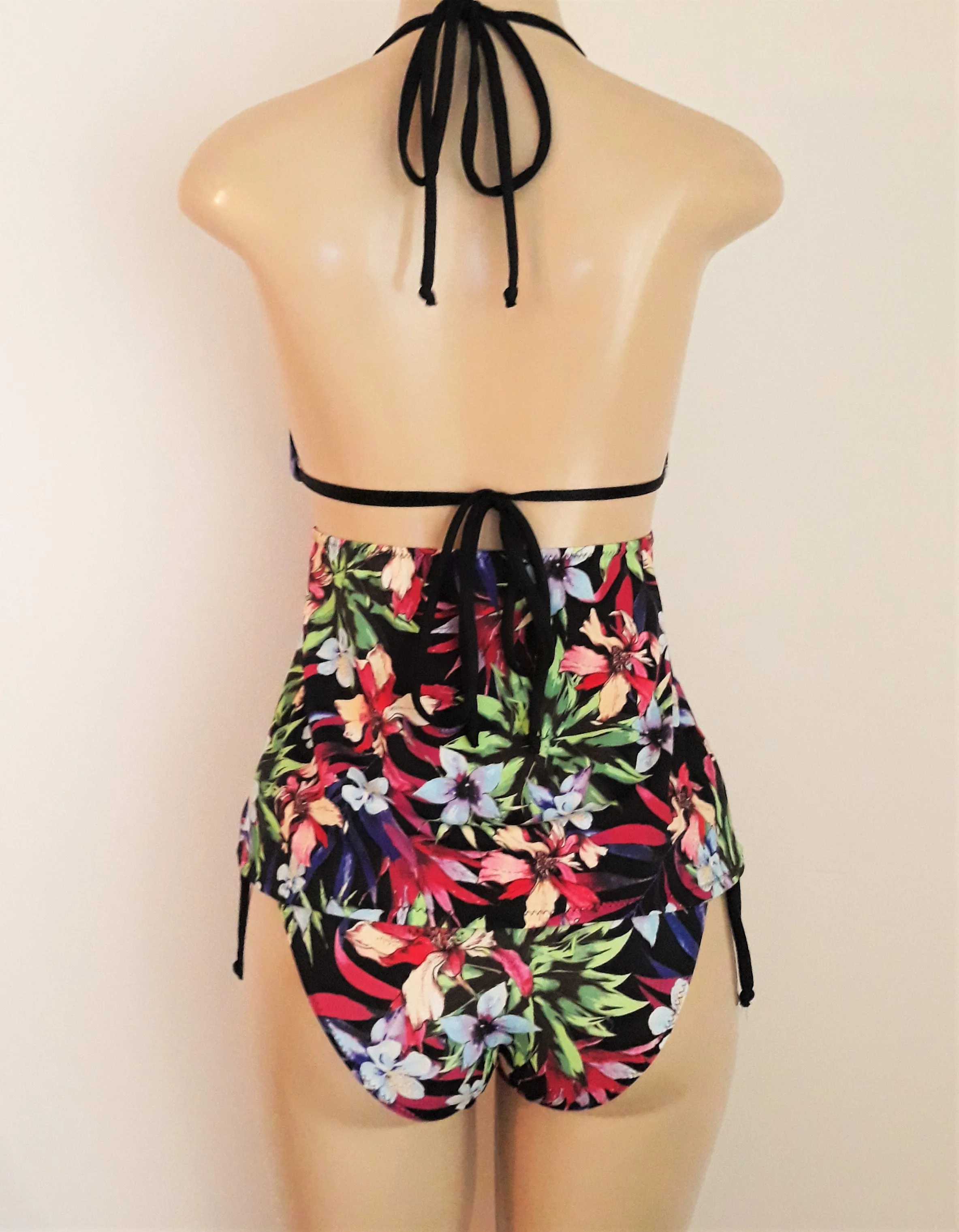 Convertible Tankini Top and Tie sides Bikini Bottom