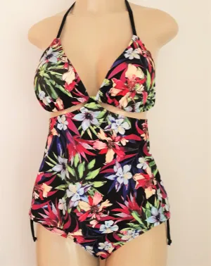 Convertible Tankini Top and Tie sides Bikini Bottom