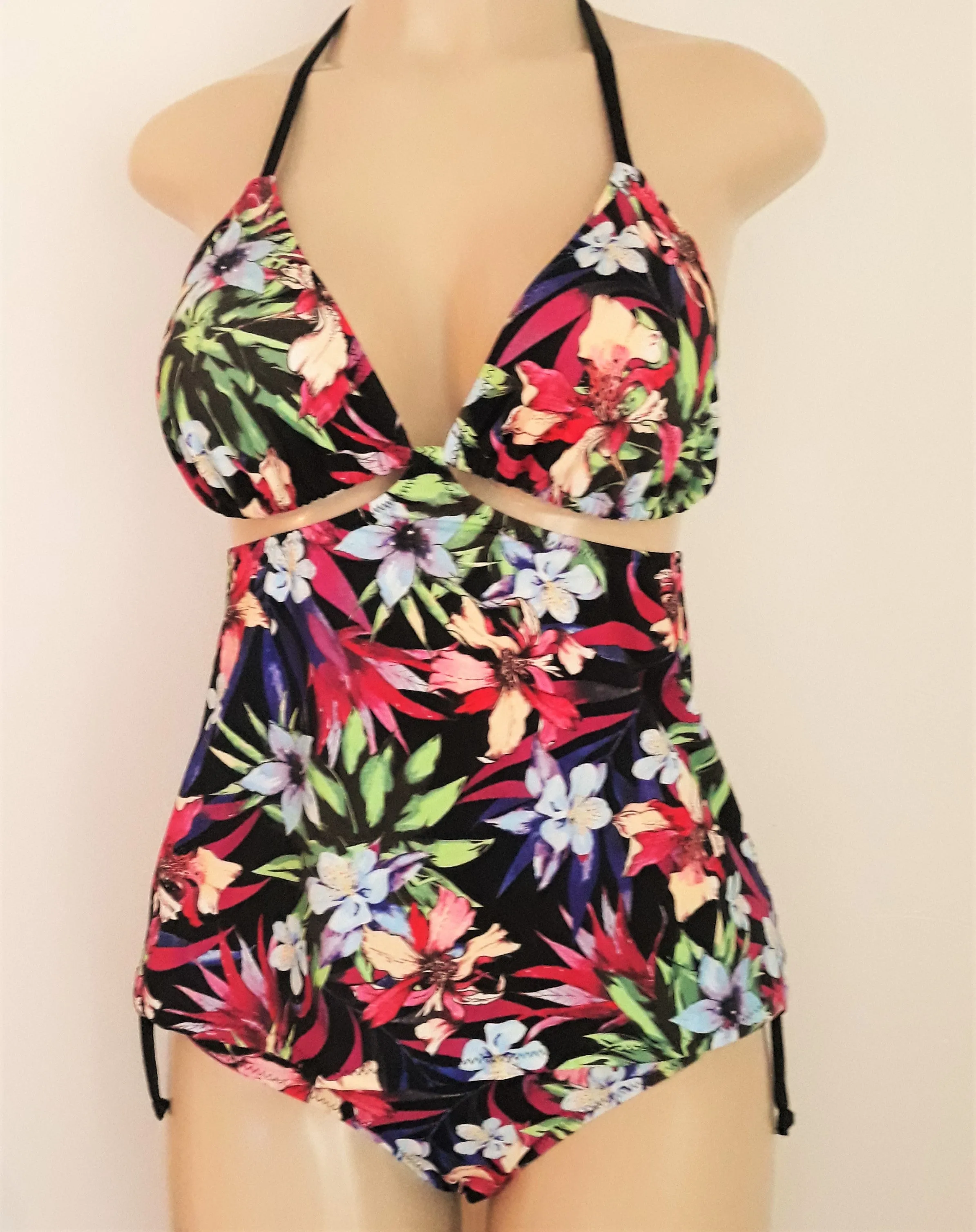 Convertible Tankini Top and Tie sides Bikini Bottom