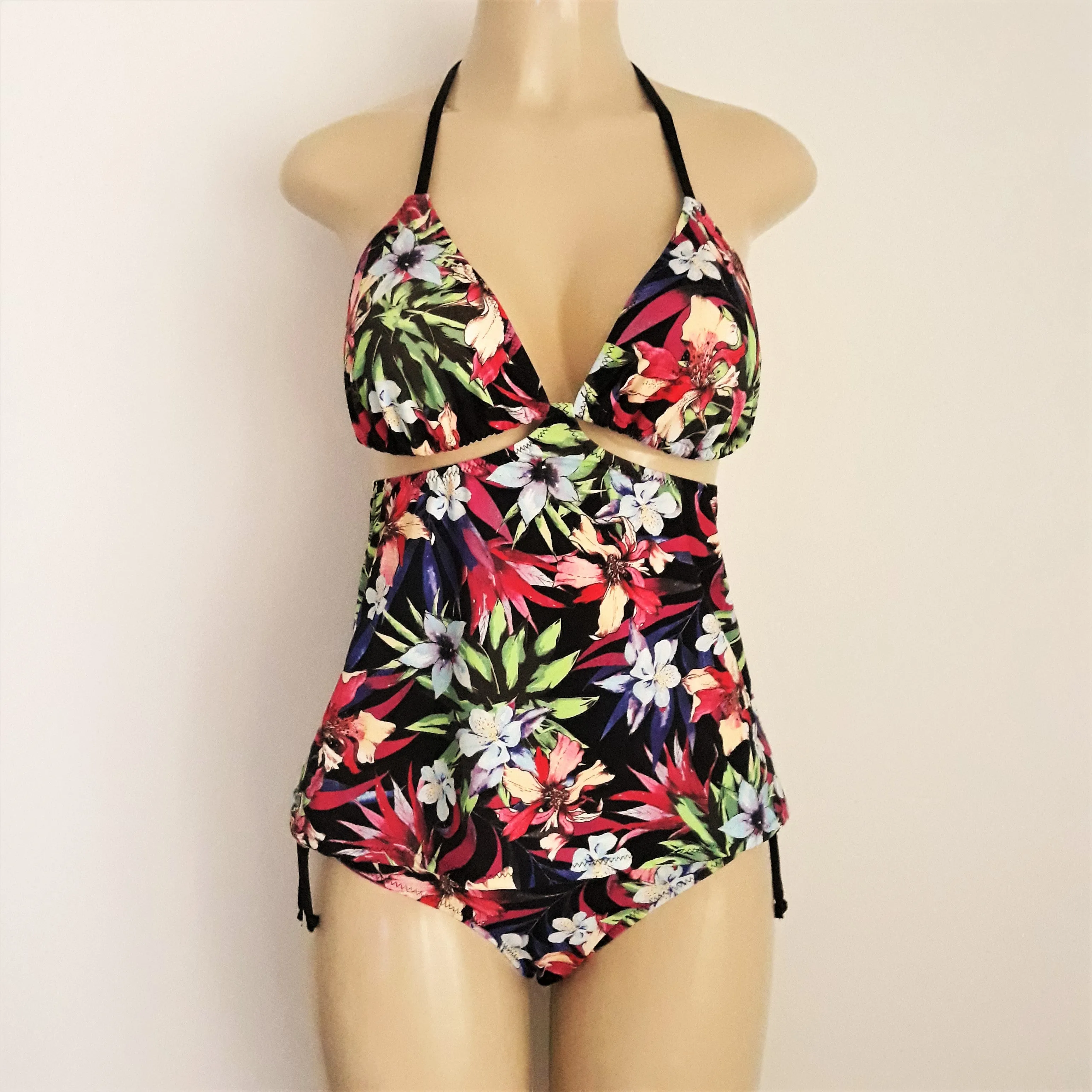 Convertible Tankini Top and Tie sides Bikini Bottom
