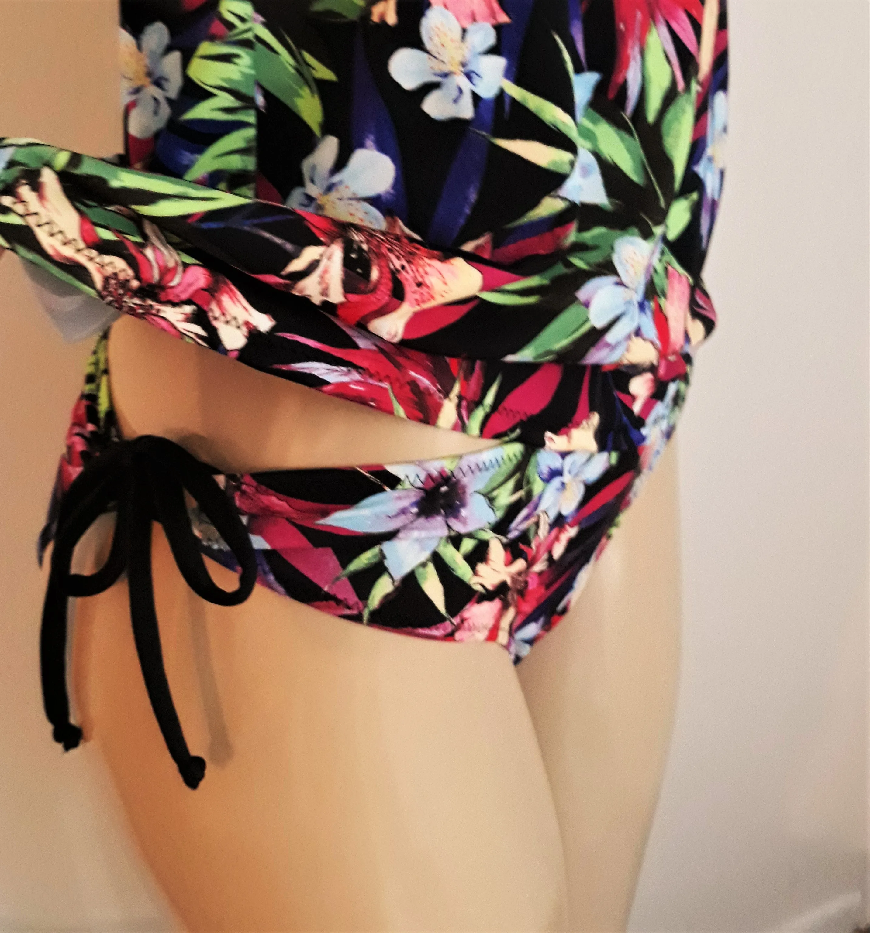 Convertible Tankini Top and Tie sides Bikini Bottom