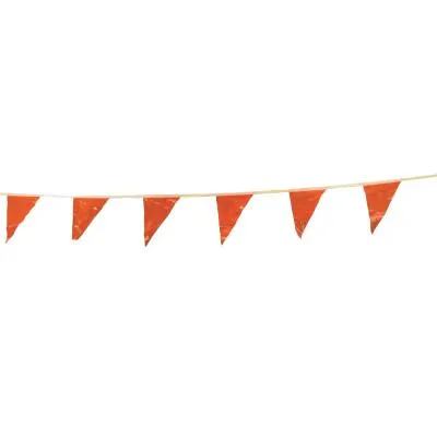 Cortina Pennants, Vinyl, 9 in x 12 in, Orange, 100 ft String, 03-402