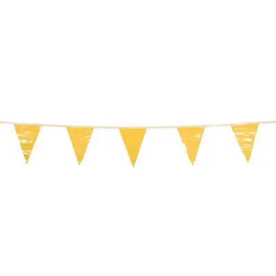 Cortina Pennants, Vinyl, 9 in x 12 in, Yellow, 100 ft String, 03-405
