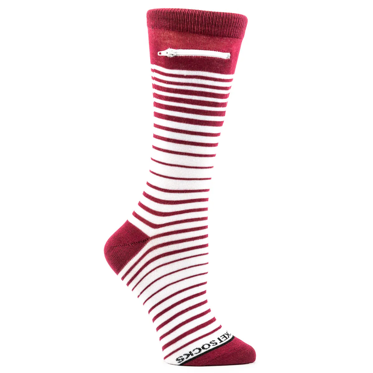 Crimson/Cardinal - White , Fashion Crew Pocket Socks®