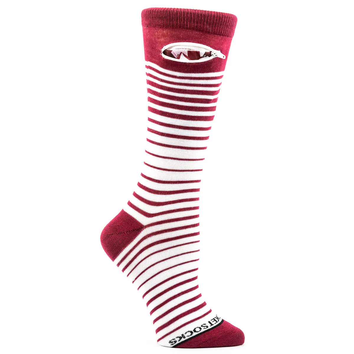 Crimson/Cardinal - White , Fashion Crew Pocket Socks®