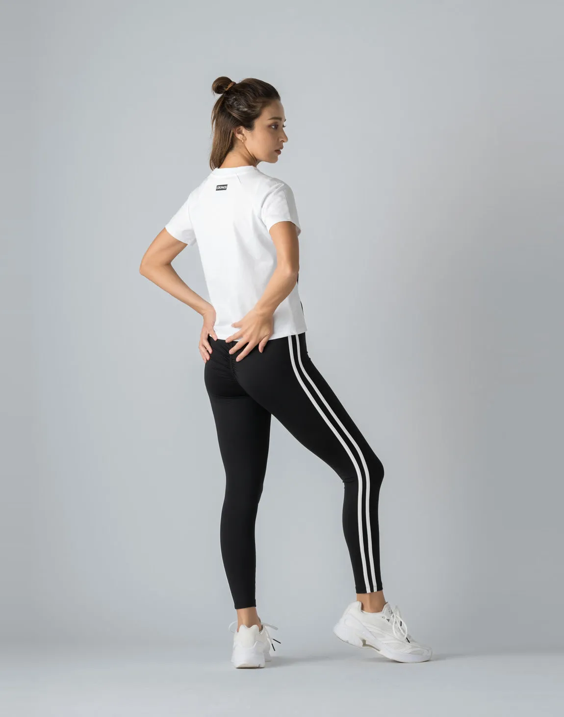 CRONOS WOMEN FRONT SLIT T-SHIRTS【WHITE】