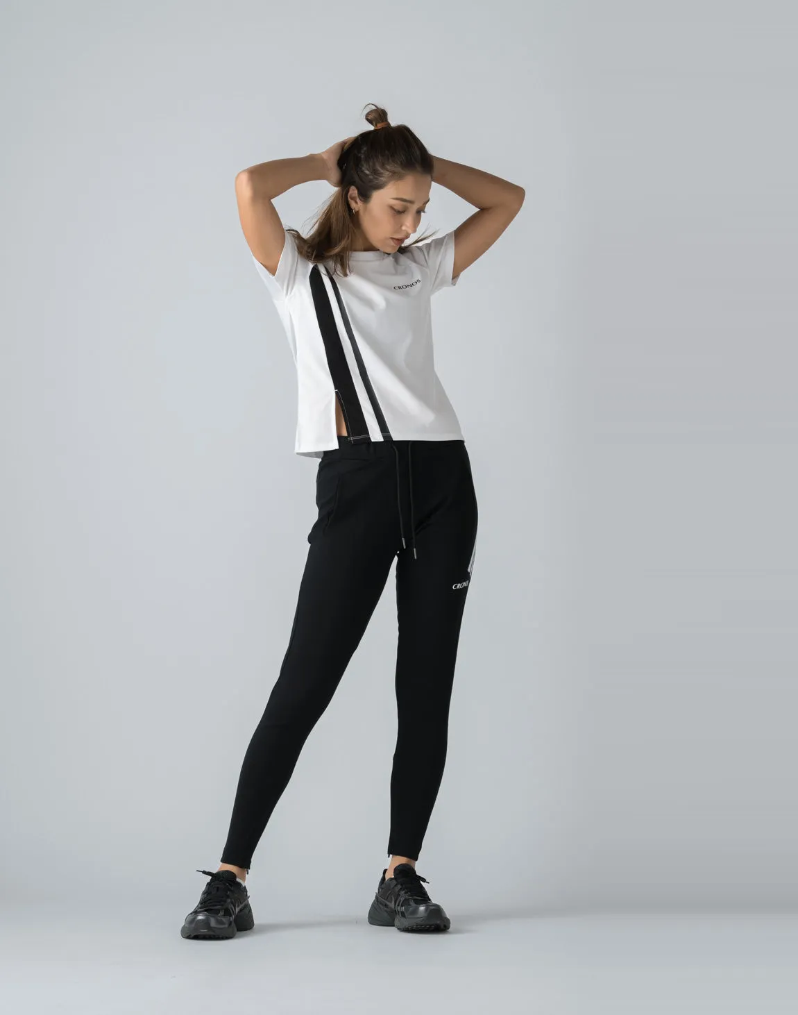CRONOS WOMEN FRONT SLIT T-SHIRTS【WHITE】