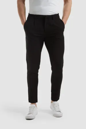 Cropped Pleated Trousers in Black