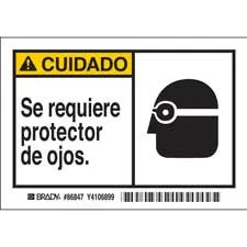 CUIDADO Se requiere protector de ojos. Labels