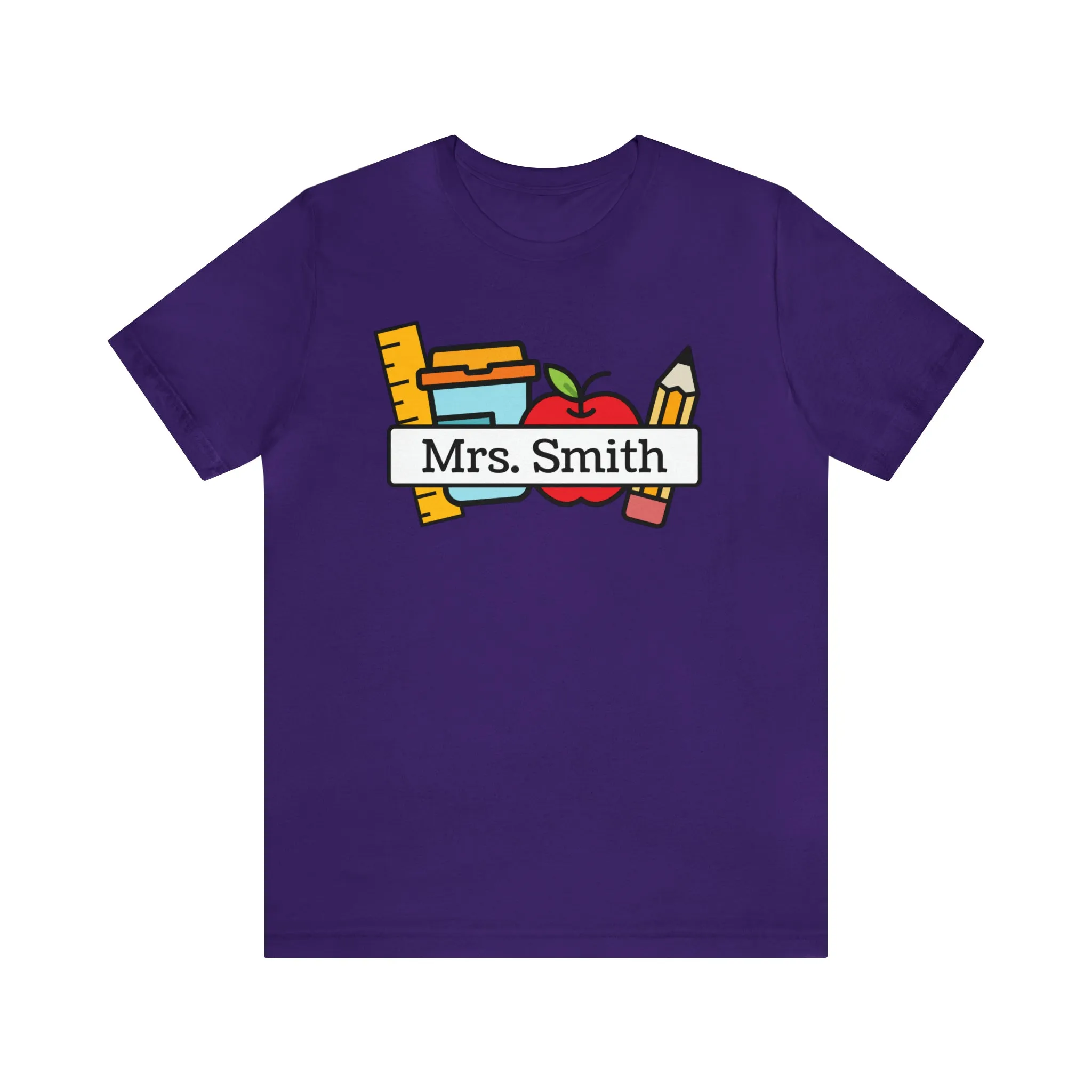 CUSTOM Teacher Personalized T-Shirt | Teacher's School Supplies Tee |  Bella Canvas 3001 Unisex | School Days Short Sleeve Tshirt