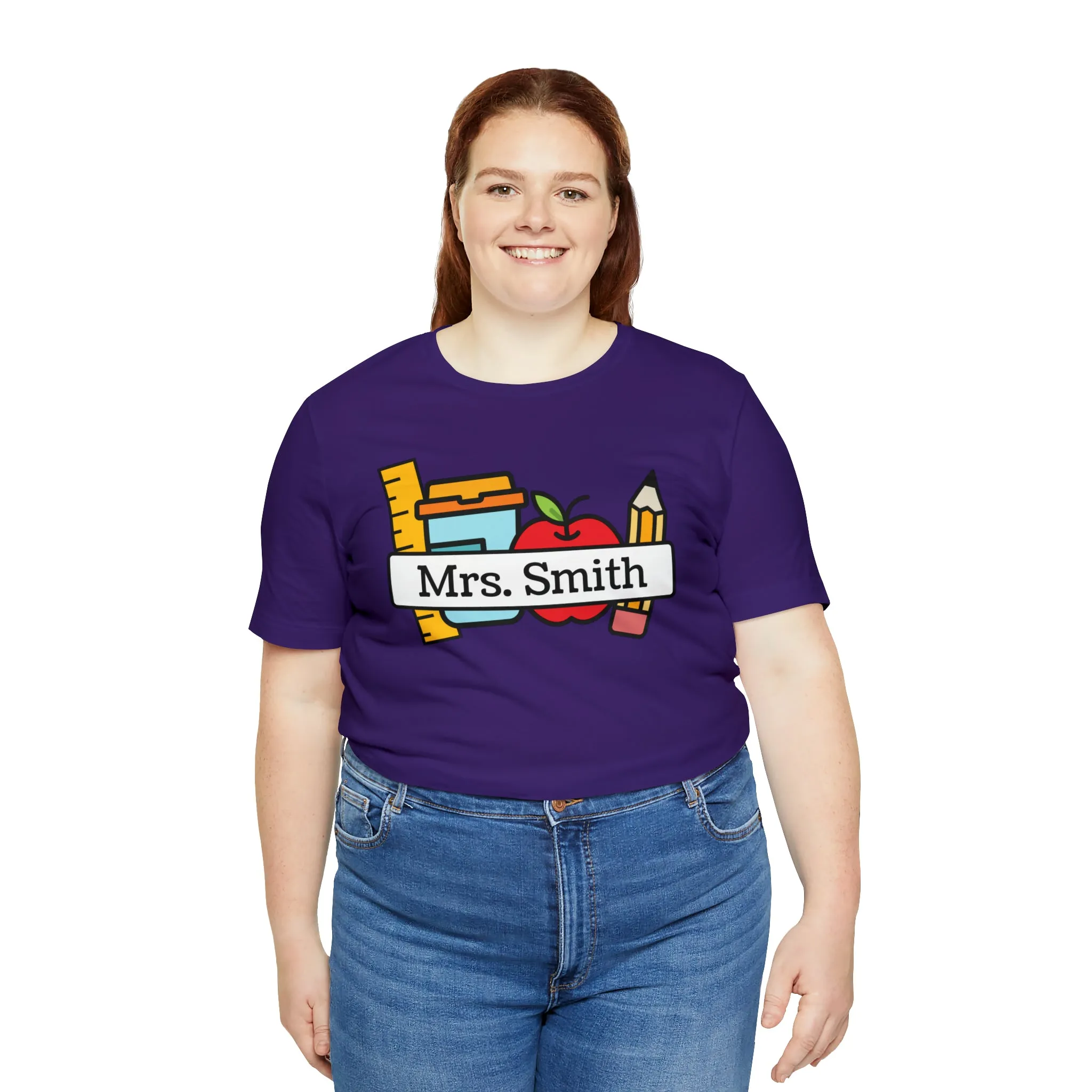 CUSTOM Teacher Personalized T-Shirt | Teacher's School Supplies Tee |  Bella Canvas 3001 Unisex | School Days Short Sleeve Tshirt