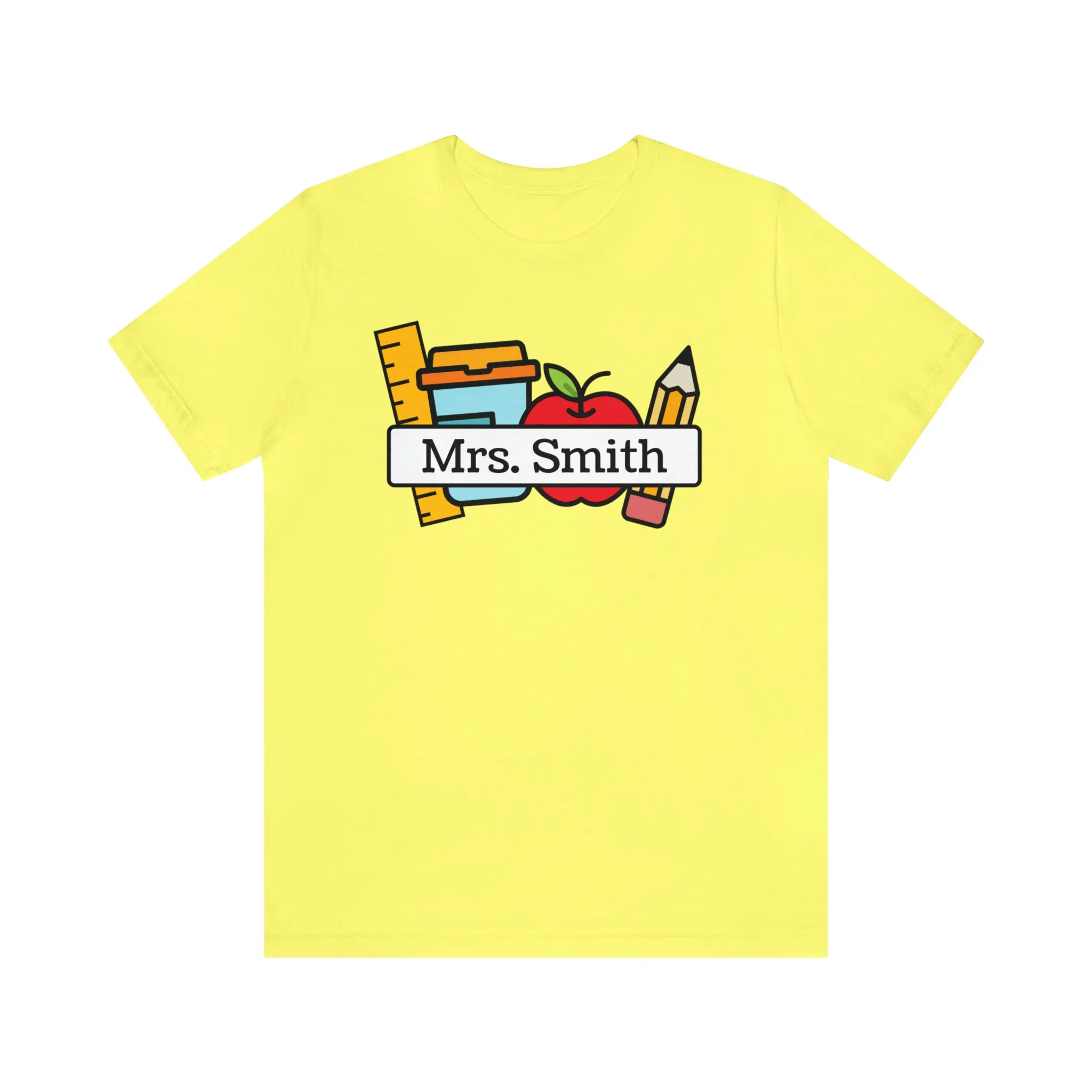 CUSTOM Teacher Personalized T-Shirt | Teacher's School Supplies Tee |  Bella Canvas 3001 Unisex | School Days Short Sleeve Tshirt