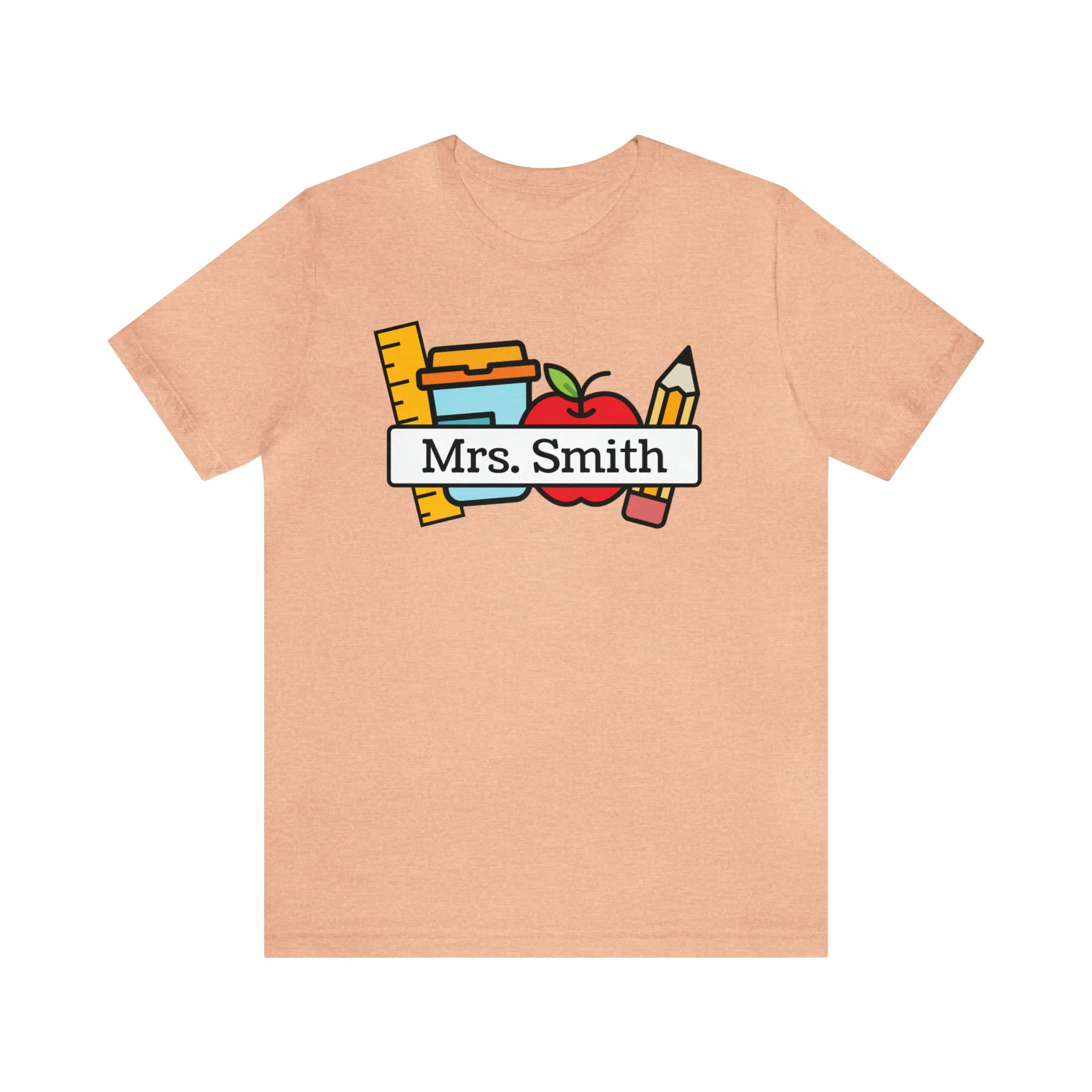 CUSTOM Teacher Personalized T-Shirt | Teacher's School Supplies Tee |  Bella Canvas 3001 Unisex | School Days Short Sleeve Tshirt